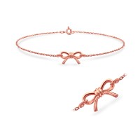 Rose Gold Plated Adorable Bow Silver Bracelet BRS-132-RO-GP